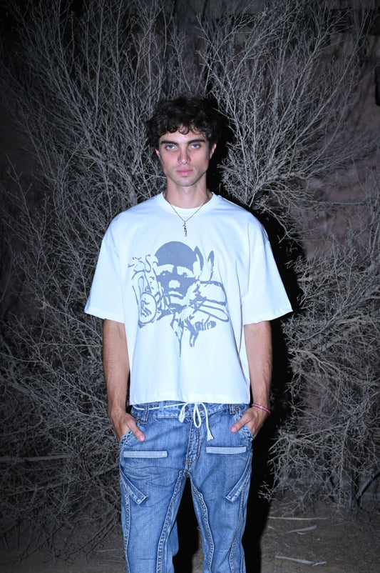 THE LOCKED PERCEPTION OFF-WHITE BOXY TEE