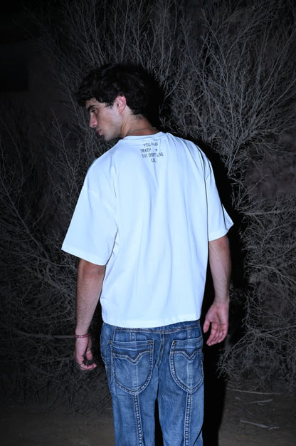 THE LOCKED PERCEPTION OFF-WHITE BOXY TEE
