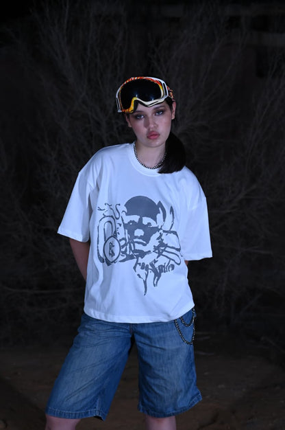 THE LOCKED PERCEPTION OFF-WHITE BOXY TEE