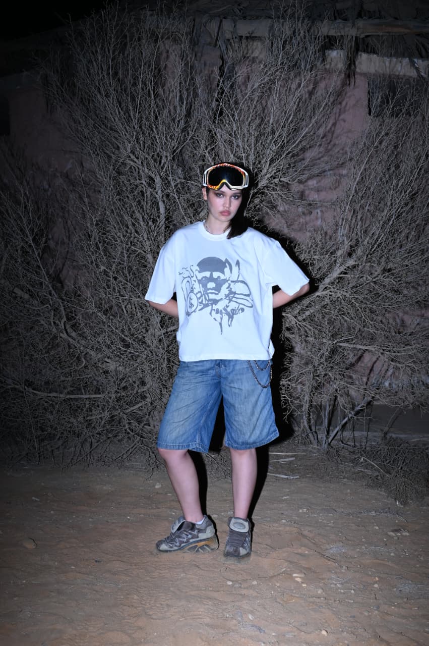 THE LOCKED PERCEPTION OFF-WHITE BOXY TEE