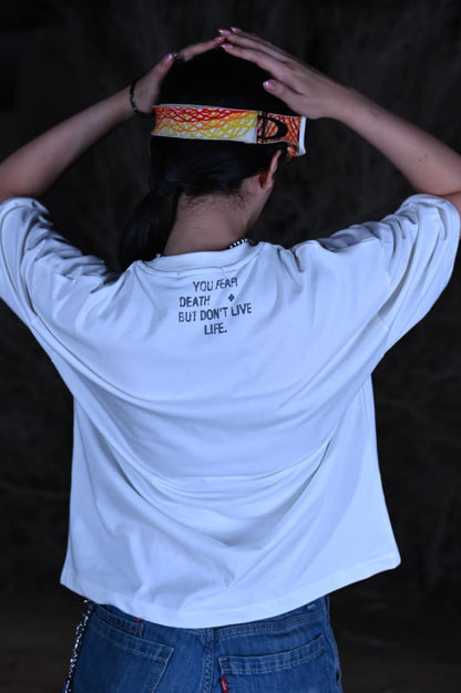 THE LOCKED PERCEPTION OFF-WHITE BOXY TEE